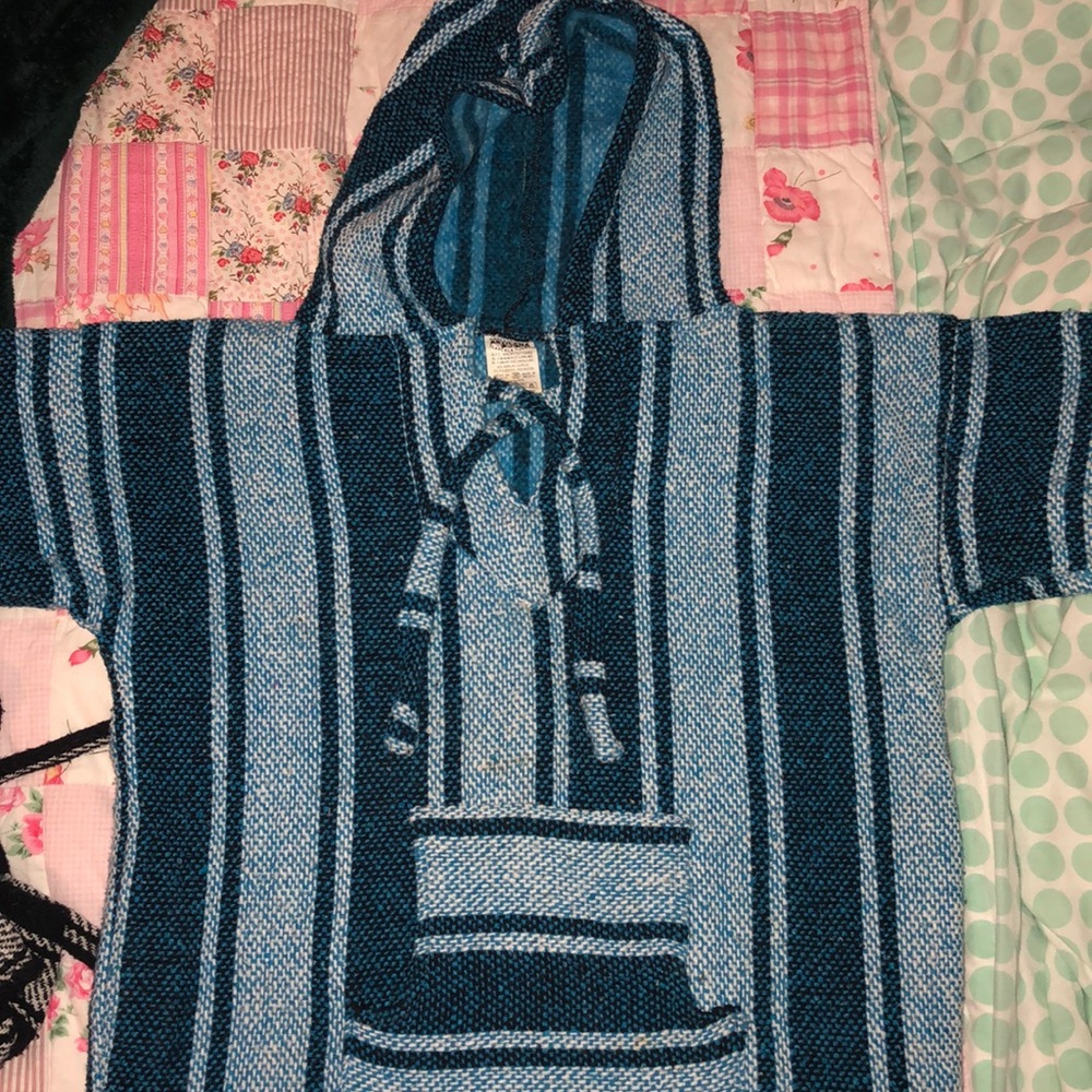 Blue and Dark Blue Baja Poncho